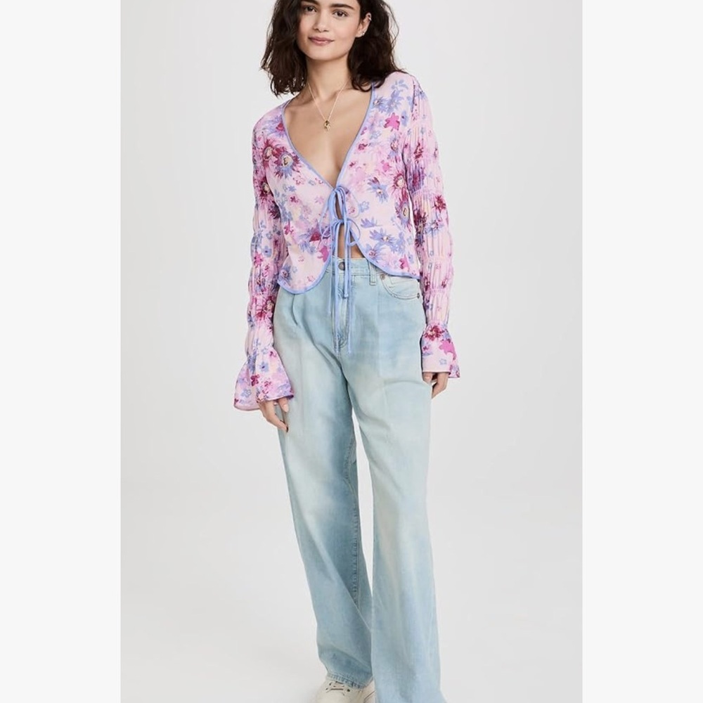 Free People Venice Printed Top , Rose Combo - Picture 3 of 11